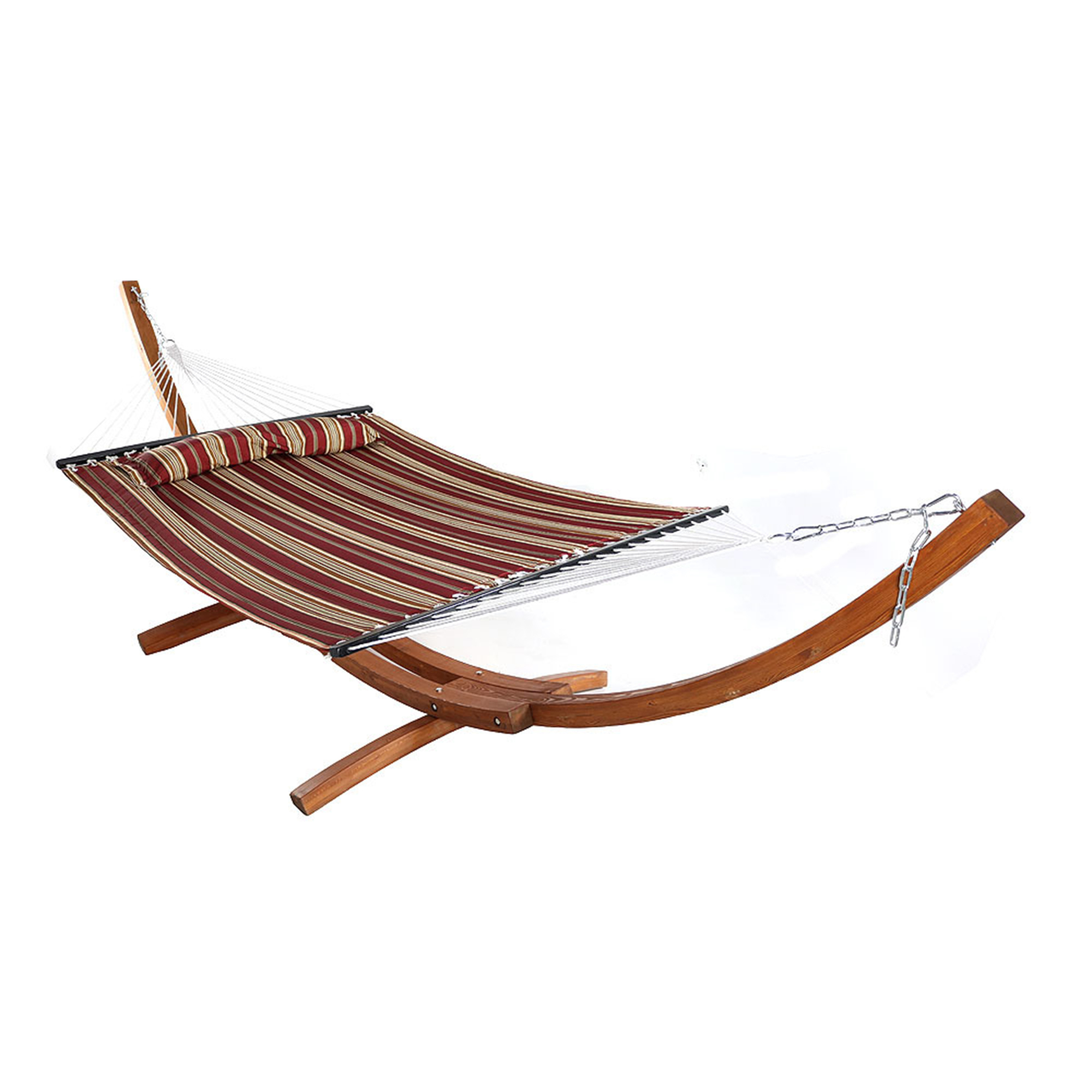 Sunnydaze Decor, Quilted Hammock with 13ft. Wood Stand - Red Stripe, Color Red, Capacity 400 lb, Material Polyester, Model# QFHRD-13WHS-COMBO